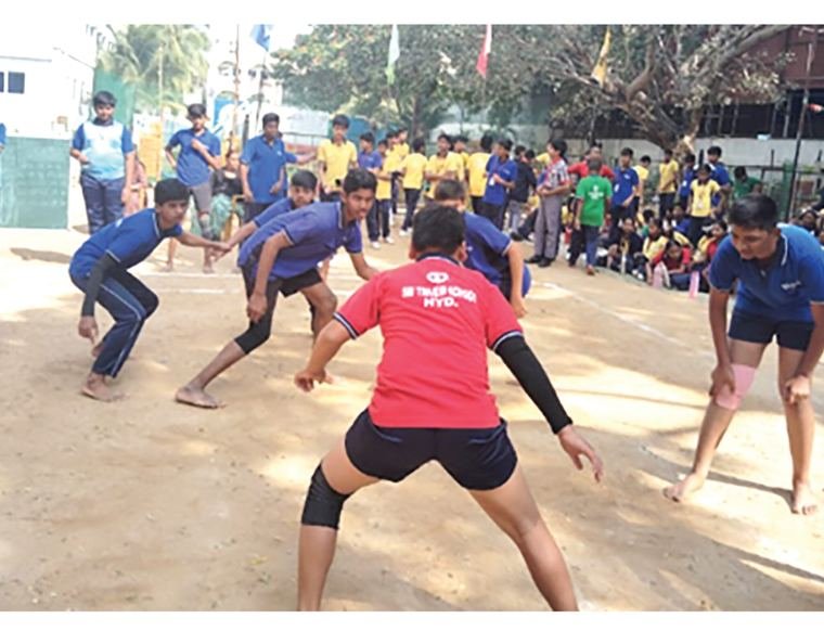 Kabaddi match on the school ground